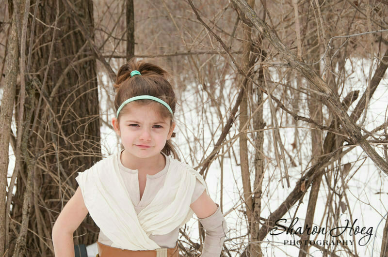Young girl dressed as Rey, Metro Detroit Child Photographer, Star Wars Photography