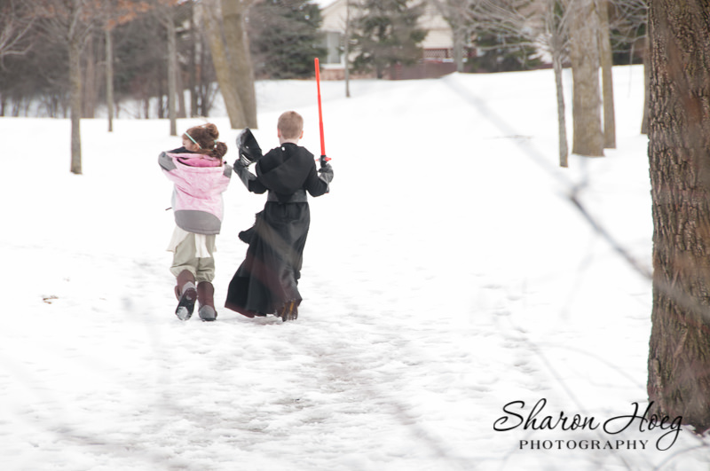 Cousins heading home in the snow, Canton Child Photographer